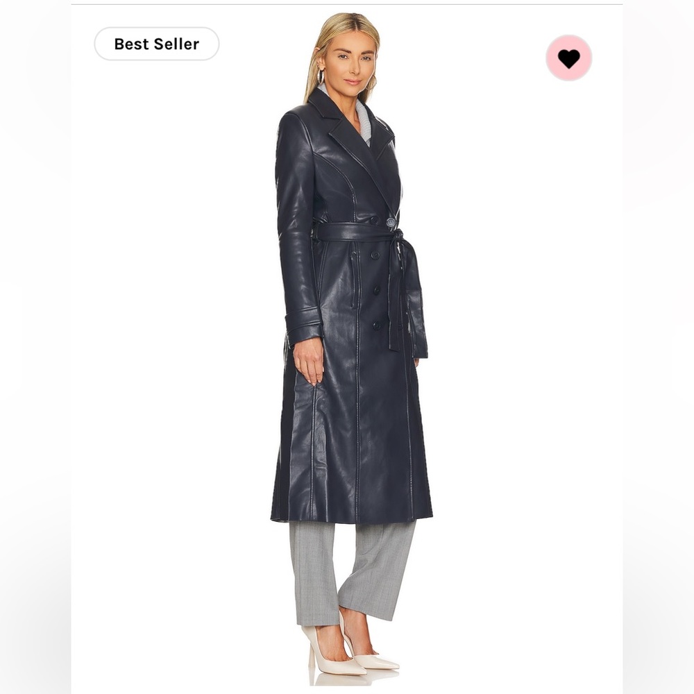 Bardot vegan leather navy trench coat